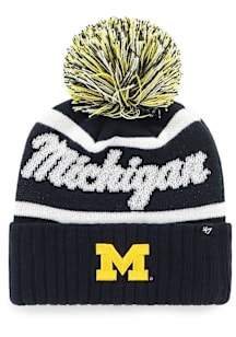 47 Michigan Wolverines Navy Blue Spirited Cuff Pom Womens Knit Hat