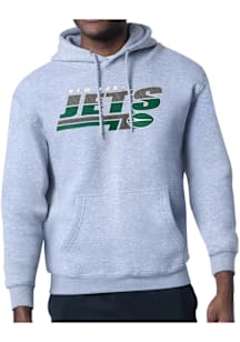 Starter New York Jets Mens Grey Logo Push Long Sleeve Hoodie