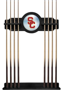 Black USC Trojans Solid Wood Cue Rack Pool Cue