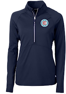 Cutter and Buck Chicago Fire Womens Navy Blue Adapt Eco Qtr Zip Pullover