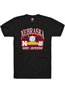 Andi Jackson Nebraska Cornhuskers Black NIL Name Number Net Short Sleeve Player T Shirt