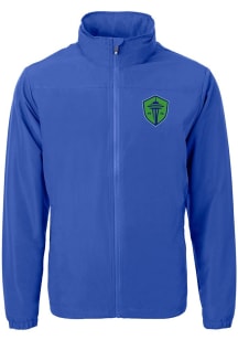 Cutter and Buck Seattle Sounders FC Mens Blue Charter Eco Big and Tall Light Weight Jacket