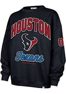 47 Houston Texans Womens Navy Blue Stoney Clover Glitter Oversized Crew Sweatshirt