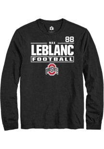 Max LeBlanc Mens Black Ohio State Buckeyes NIL Stacked Box Long Sleeve Player T Shirt