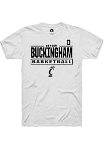Bryson Buckingham Cincinnati Bearcats White NIL Stacked Box Short Sleeve Player T Shirt