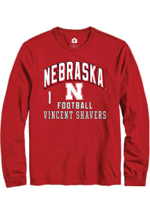 Vincent Shavers Rally Mens Red Nebraska Cornhuskers NIL Arch Logo Tee