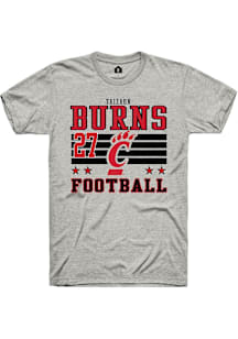 Taizaun Burns Cincinnati Bearcats Ash Football NIL Striped Short Sleeve Player T Shirt