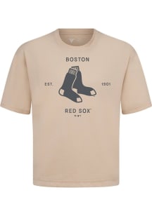 Levelwear Boston Red Sox Tan Signature Knit Crossway Short Sleeve Fashion T Shirt