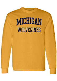 Michigan Wolverines Yellow Front Back Print Long Sleeve T Shirt