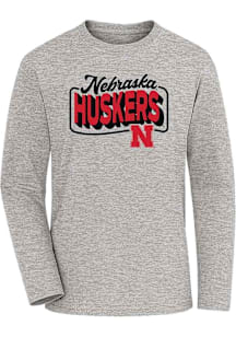 Nebraska Cornhuskers Youth Grey Team Script Long Sleeve T-Shirt