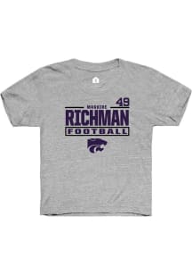 Maguire Richman Youth Grey K-State Wildcats NIL Stacked Box Short Sleeve Player T-Shirt
