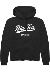 Mens Big Ten Black Rally Script Hooded Sweatshirt