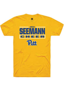 Owen Seemann Rally Mens Gold Pitt Panthers NIL Stacked Box Player T Shirt