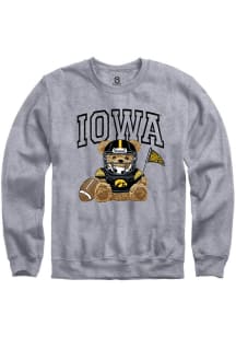 Womens Iowa Hawkeyes Grey Summit Sportswear Bear Necessities Crew Sweatshirt