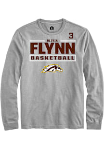 Olivia Flynn Western Michigan Broncos Grey NIL Stacked Box Long Sleeve Player T Shirt