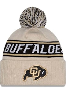 New Era Colorado Buffaloes Natural DL Team Slogan Pom Cuff Mens Knit Hat