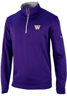 Mens Washington Huskies Purple Columbia Heat Seal Omni Wick Wickhams Hills Qtr Zip Pullover