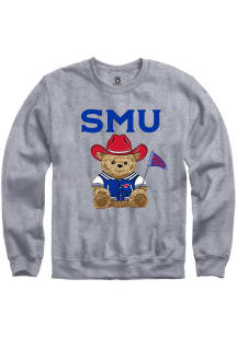 Summit Sportswear SMU Mustangs Womens Grey Bear Necessities Crew Sweatshirt