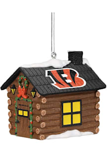 Cincinnati Bengals Resin Log Cabin Ornament - Black