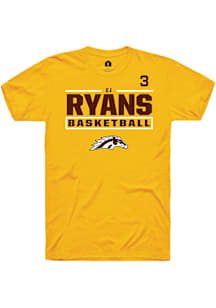 Ej Ryans Western Michigan Broncos Gold NIL Stacked Box Short Sleeve Player T Shirt