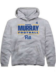Rashan Murray Rally Youth Grey Pitt Panthers NIL Stacked Box Long Sleeve Player Hoodie
