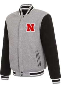 Nebraska Cornhuskers Reversible Fleece Heavyweight Jacket - Charcoal