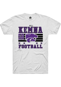 Will Kemna Rally Mens White K-State Wildcats NIL Striped Player T Shirt