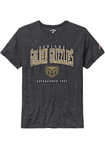 Oakland University Golden Grizzlies Black Victory Falls Puff Arch Mascot Short Sleeve Fashion T Sh..