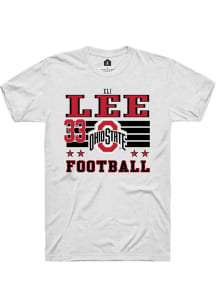 Eli Lee Rally Mens White Ohio State Buckeyes NIL Striped Player T Shirt