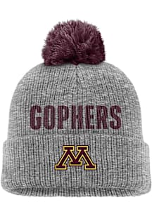 Nike Minnesota Golden Gophers Dark Grey Peak Cuffed Pom Beanie Mens Knit Hat