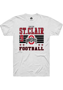 Tavien St. Clair White Ohio State Buckeyes NIL Striped Short Sleeve T Shirt
