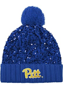 Forever Collectibles Pitt Panthers Blue W Big Logo Sequin Light Up Beanie Womens Knit Hat