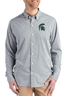 Cutter and Buck Michigan State Spartans Mens Green Skyline Long Sleeve Dress Shirt