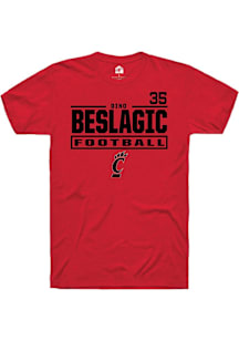 Dino Beslagic Cincinnati Bearcats Red Football NIL Stacked Box Short Sleeve Player T Shirt