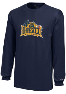Youth Drexel Dragons Navy Blue Champion Core Long Sleeve T-Shirt