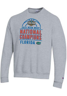 Champion Florida Gators Mens Grey 2025 National Champions Powerblend Long Sleeve Crew Sweatshirt