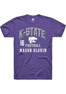 Mason Olguin Purple K-State Wildcats NIL Arch Logo Short Sleeve T Shirt