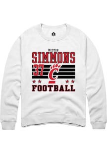 Weston Simmons Rally Mens White Cincinnati Bearcats NIL Striped Player Crew