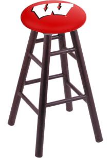 Brown Wisconsin Badgers Round Cushion Oak Pub Stool