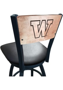 Black Washington Huskies Vinyl Seat Maple Back Swivel Pub Stool