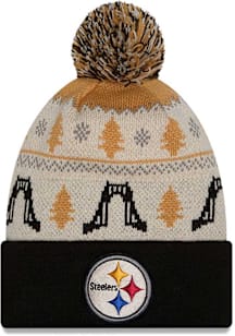 New Era Pittsburgh Steelers Black DL McCalister Pom Cuff Mens Knit Hat