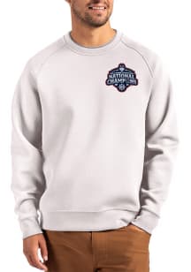 Cutter and Buck UConn Huskies Mens Ash 2025 National Champions Roam Long Sleeve Crew Sweatshirt