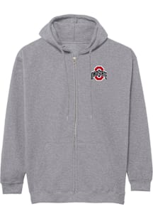 Ohio State Buckeyes Mens Grey Essentials Front Back Long Sleeve Full Zip Jacket