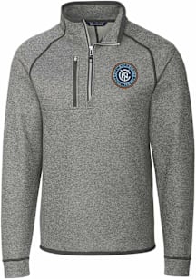 Cutter and Buck New York City FC Mens Grey Mainsail Long Sleeve Qtr Zip Pullover