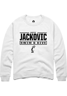 Katie Jackovic Cincinnati Bearcats Mens White NIL Stacked Box Player Crew