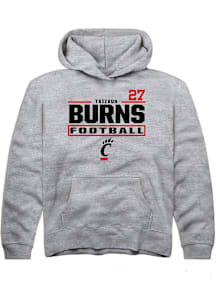 Taizaun Burns Rally Cincinnati Bearcats Youth NIL Stacked Box Long Sleeve Player Hoodie Grey