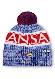 Forever Collectibles Kansas Jayhawks Blue Wordmark Heather Light Up Beanie Mens Knit Hat