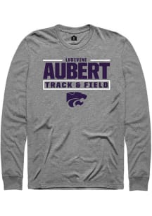 Ludivine Aubert Mens Graphite K-State Wildcats NIL Stacked Box Long Sleeve Player T Shirt