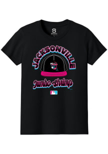 Summit Sportswear Jacksonville Jumbo Shrimp Youth Black Circle Cap Copa Short Sleeve T-Shirt