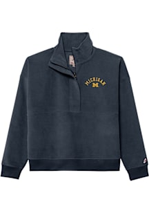 Michigan Wolverines Womens Navy Blue Corded Qtr Zip
